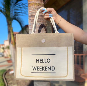Hello Weekend Beach Bag